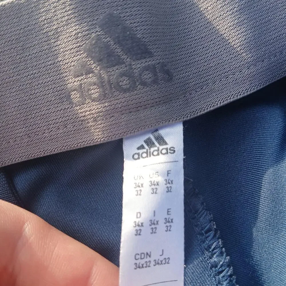 Adidas Golf Pants Mens 34x32 Blue Stretch Chino Straight Leg Pockets Logo